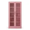 A pink metal cabinet with glass doors and shelves. Produktbild-Vorschau