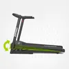 A side view of a black and green folding treadmill. Produktbild-Vorschau