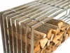 A metal firewood rack filled with logs, shown from a slightly elevated angle. Produktbild-Vorschau