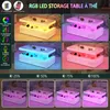 Moderný LED konferenčný stolík, svetlý, s úložným Náhľad obrázku produktu 3