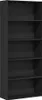 A black, five-shelf bookcase shown from the front. Produktbild-Vorschau