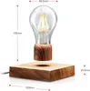 A Levitating LED light bulb with a wooden base, shown with dimensions. Produktbild-Vorschau