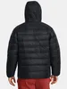 Rear view of a person wearing a black hooded puffer jacket. Produktbild-Vorschau