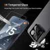A close-up marketing image showing a smartphone screen protector and camera lens protector with text highlighting its features. Produktbild-Vorschau