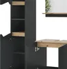 A close-up view of a modern furniture combination, showing open cabinet doors and shelves. Náhled obrázku produktu