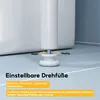 A close-up of an adjustable foot on a white appliance or furniture, showing how it can be rotated to adjust height. Produktbild-Vorschau