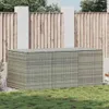 A poly rattan garden box is placed on a lawn in front of a wooden fence. Produktbild-Vorschau
