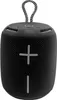 A black portable Bluetooth speaker with a braided loop on top. Produktbild-Vorschau