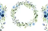 Vlies Fototapete - Romantic wreath - plant motif with blue Produktbild-Vorschau 6
