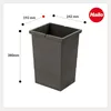 A gray rectangular trash can with dimensions indicated by lines and text. Produktbild-Vorschau