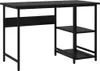 A black computer desk with shelves on the right side, shown against a white background. Náhled obrázku produktu