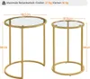 Yaheetech 2er Set runder Beistelltisch Couchtisch aus Glas Produktbild-Vorschau 3
