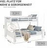A white bunk bed with dimensions and labels shown. Náhľad obrázku produktu