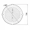 A technical drawing of a manhole cover with dimensions and markings. Produktbild-Vorschau