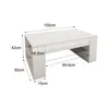 A white coffee table with dimensions indicated by text and lines. Náhled obrázku produktu