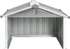 A front view of a metal lawnmower garage. Náhľad obrázku produktu