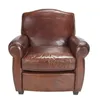 Fotel w stylu Chesterfield z brązowej skóry licowej z Podgląd zdjęcia produktu 1