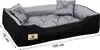 A black and gray dog bed with dimensions indicated. Anteprima dell’immagine prodotto