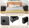 A bedroom scene featuring a bed with nightstands, with close-up details of the nightstand features. Anteprima dell’immagine prodotto
