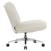 A side view of a white corduroy office chair with a chrome base and wheels, isolated on a white background. Produktbild-Vorschau