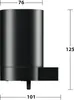 A black soap dispenser with measurement indicators. Voir les images du produit