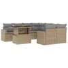 9-tlg. Garten-Sofagarnitur mit Kissen Beige Poly Rattan Produktbild-Vorschau 1