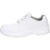 A side view of a white safety shoe against a white background. Produktbild-Vorschau