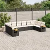 10-tlg. Garten-Sofagarnitur mit Kissen Schwarz Poly Rattan Produktbild-Vorschau 2