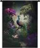 MuchoWow® Wandteppich Wandbehang Pfau - Blumen - Dschungel Produktbild-Vorschau 1