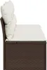 Side view of a brown poly rattan sofa with white cushions. Produktbild-Vorschau