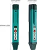 Two views of a teal and black polarity tester tool, with dimensions indicated. Náhled obrázku produktu