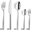A set of stainless steel cutlery, including forks, knives, and spoons, arranged on a white background. Anteprima dell’immagine prodotto