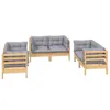 6-tlg. Garten-Lounge-Set mit Grauen Kissen Kiefer Produktbild-Vorschau 3