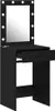 A black vanity table with a mirror and lights, with one drawer partially open. Náhľad obrázku produktu