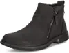 A black leather boot with a zipper on a white background. Produktbild-Vorschau