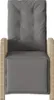 A top-down view of a single outdoor chair with gray cushions. Podgląd zdjęcia produktu