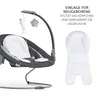 A baby bouncer with a hanging toy mobile and a separate infant insert shown next to it. Text describes the insert's function. Produktbild-Vorschau