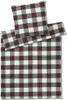 A set of plaid bedding, including a duvet cover and pillowcases, laid out flat. Produktbild-Vorschau