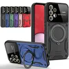 A collage of phone cases in various colors, with a close-up of one case showing its features. Produktbild-Vorschau