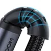 A close-up of a black USB-C to 3.5mm AUX cable, showing its reinforced joint with blue grid lines indicating flexibility and durability. Anteprima dell’immagine prodotto