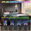 A bedroom scene with LED lights and app control interface shown on phones. Náhled obrázku produktu