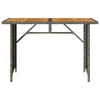 A rectangular outdoor table with a wood-look top and gray rattan-style sides, shown from the front on a white background. Náhled obrázku produktu