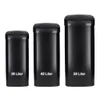 Three black trash cans of different sizes are displayed side-by-side against a white background. Produktbild-Vorschau