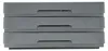 A stack of three gray plastic storage drawers. Produktbild-Vorschau