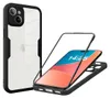 A 360-degree phone case is shown with the phone inside, demonstrating how it fits. Produktbild-Vorschau