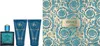 A gift set of Versace Eros men's fragrance products, including a cologne spray and two shower gels, presented with decorative packaging. Produktbild-Vorschau