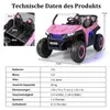 A pink children's ride-on car with technical specifications listed below. Produktbild-Vorschau