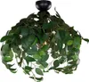 A ceiling lamp with a black base and a shade made of artificial green leaves. Produktbild-Vorschau
