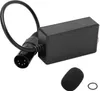 A black aviation headset adapter with a coiled cable and a 5-pin connector, along with a foam microphone cover and a small rubber ring, is displayed against a white background. Voir les images du produit