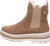 A side view of a brown and beige boot against a white background. Produktbild-Vorschau